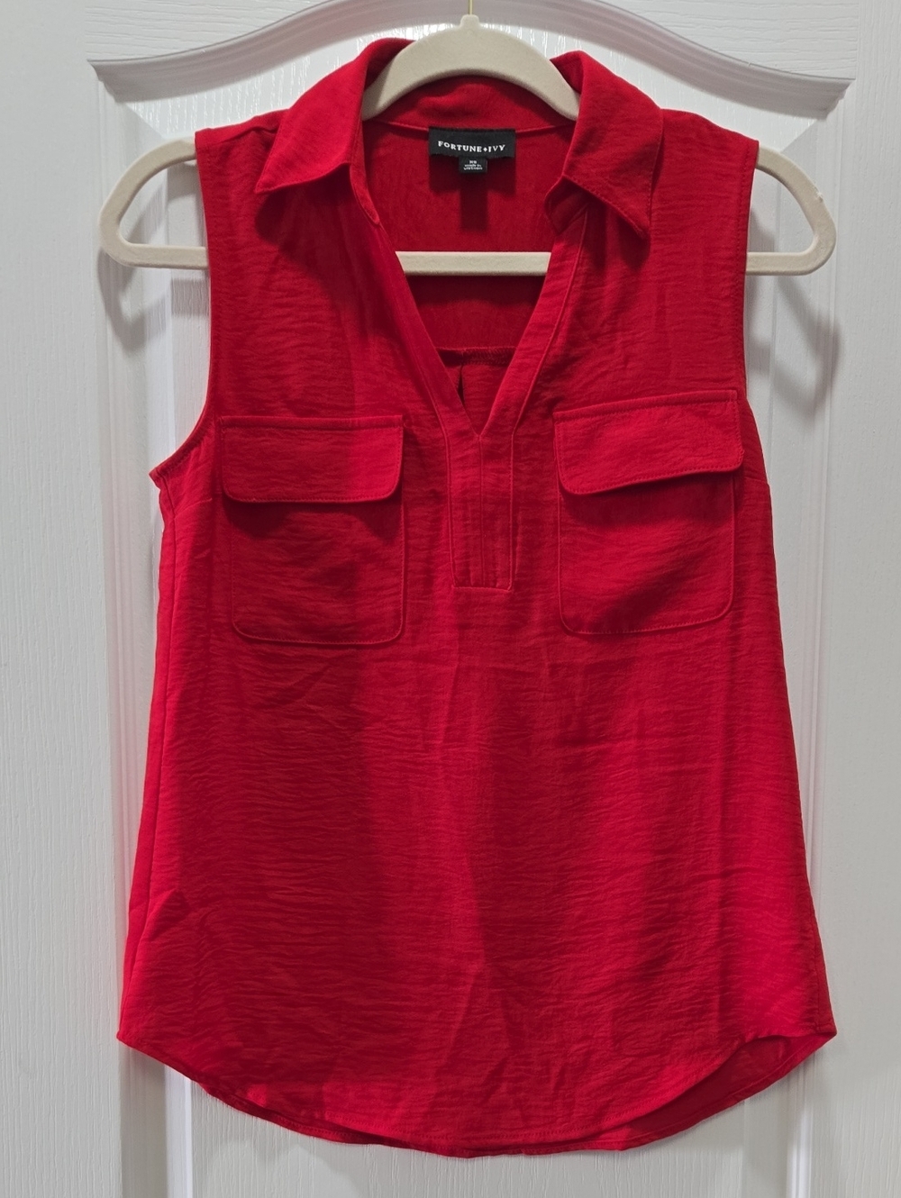 Fortune + Ivy Red Collared Sleeveless Pocket Camisole